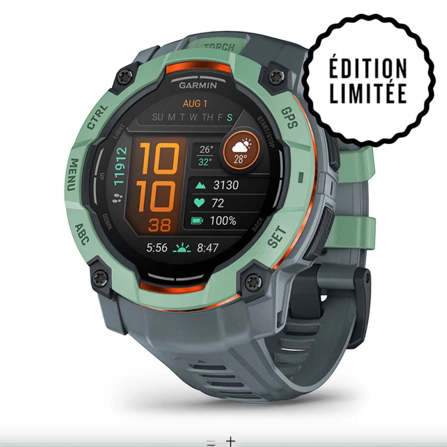 GARMIN - Instinct® 3 – 50 mm - AMOLED  Vert d'eau avec bracelet bleu crépuscule - 010-03020-01